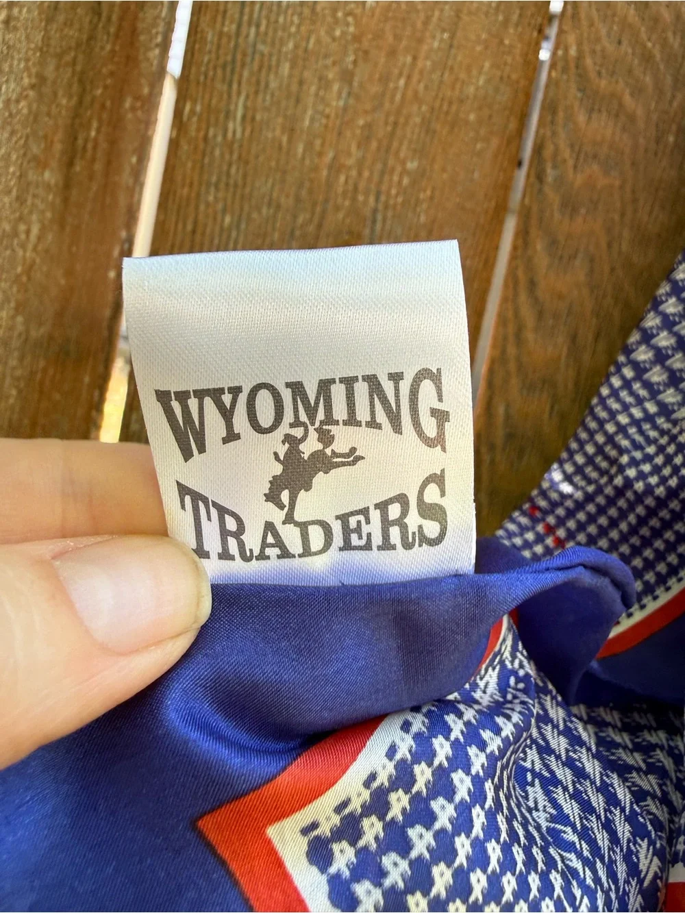 Wyoming Traders Blue Red Geometric Silk Square Scarf NWT